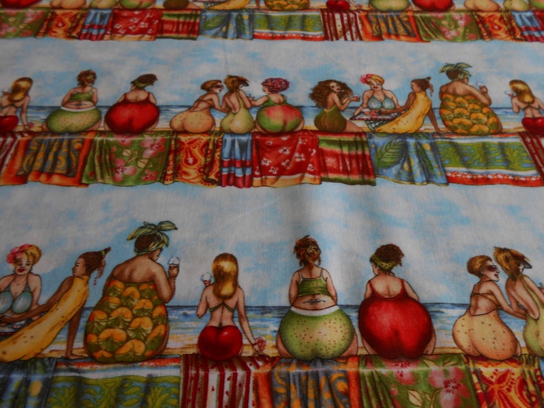 Fruit Ladies Elisabeth Studios 47 x 110 cm Stripe Sea Swimwear Cotton Patchwork Fabric image 3