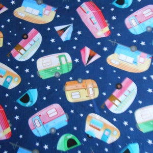Tende Camper Caravan Cielo Stellato Vacanze Senza Tempo Tessuto Patchwork in Cotone 50 x 110 cm