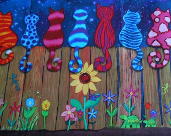 Cats on the Fence Timeless Cotton Patchwork Fabric 50 x 110 cm Beautiful, vibrant colors
