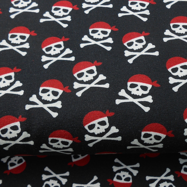 Jersey Piraten Totenkopf Digitaldruck Baumwolle  Elasthan 50x150 cm