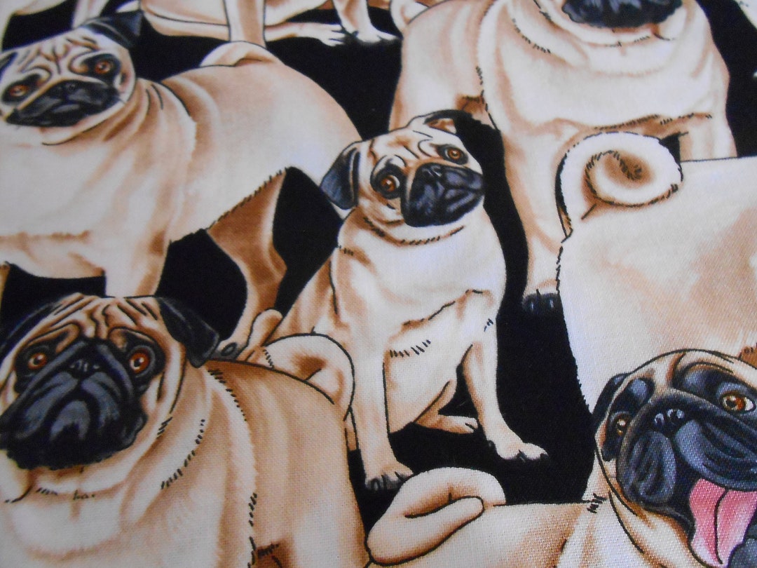 Pug Dogs Timeless Cotton Patchwork Fabric 50 X 110 Cm - Etsy