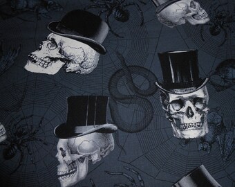 Halloween Gothic Skull Cylinder Spider Rat Snake Timeless Cotton Patchwork Fabric 50 x 110 cm