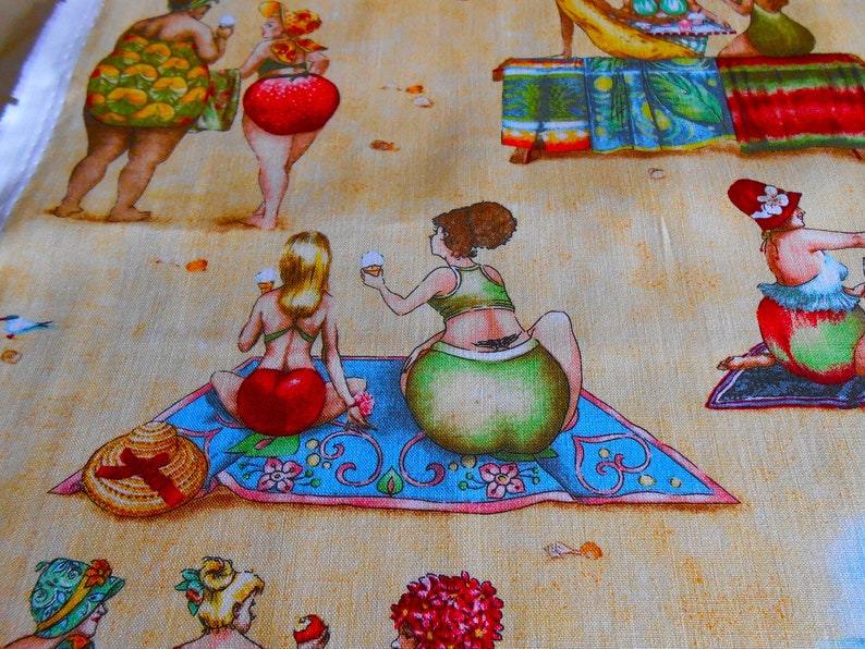 Fruit Ladies Elisabeth Studios 50 x 110 cm all-over beach sea swimwear cotton patchwork fabric image 3