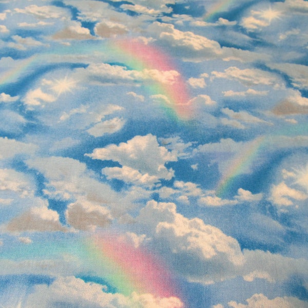 Regenbogen Wolken Rainbow   Patchworkstoff   Baumwolle 50x110 cm