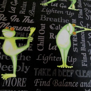 Frosch Yoga Back in 5 minutes Balance Baumwolle Patchworkstoff 50x110 cm Bild 5