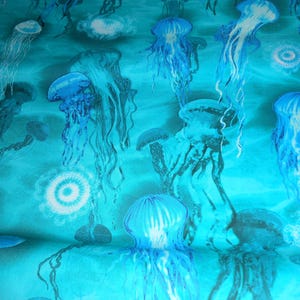 Meer Ozean Quallen Kanvas Ozeana Jelly-Fish  Patchworkstoff   Baumwolle 50x110 cm