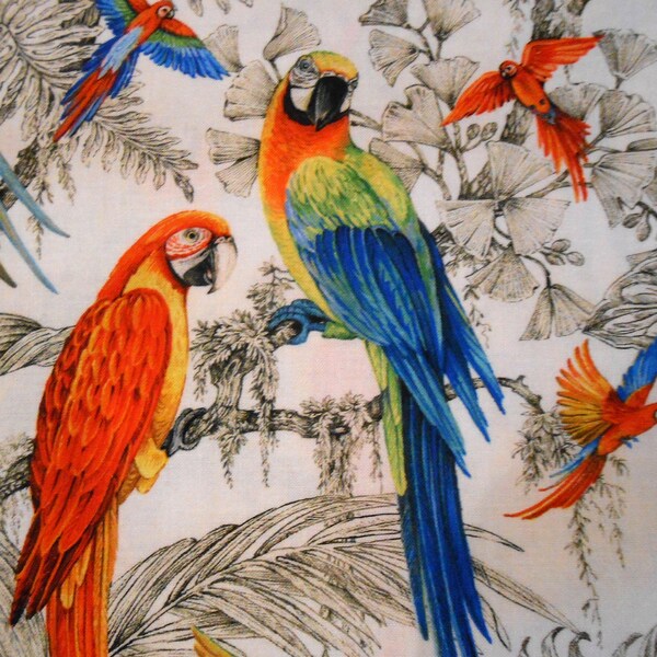 Parrot Leaves Tropical Miller Coton Patchwork Tissu 50 x 110 cm