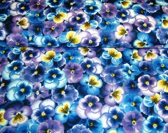 Veilchen  Stiefmütterchen blau lila gelb    Patchworkstoff   Baumwolle 50x110 cm