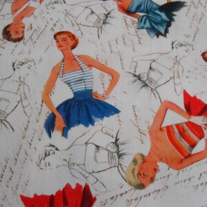 vintage sewing pattern fashion font Miller cotton patchwork fabric 0.5 x 1.1 m