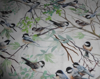 Tissu patchwork en coton Mésanges Oiseaux Intemporel 50 x 110 cm