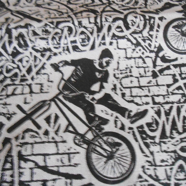 Rad Trick Bike Graphiti Timeless  Baumwolle Patchworkstoff 50x110 cm