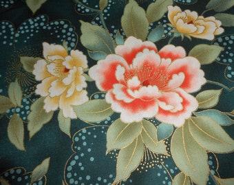 Roses accents dorés Kaufman "Imperial Collection Honoka" Japon 50 x 110 cm tissu patchwork coton