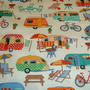 Camper Wohnwagen Camping Urlaub Urlaub Baumwolle Patchworkstoff 50x110 cm Bild 4