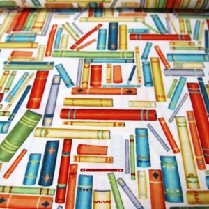 Books Reading Book Library Nutex cotton patchwork fabric 50 x 110 cm