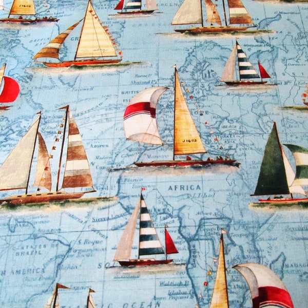 Sailing  Segeln Segelboote Regatta  maritim   Miller   Baumwolle Patchworkstoff 50x110 cm