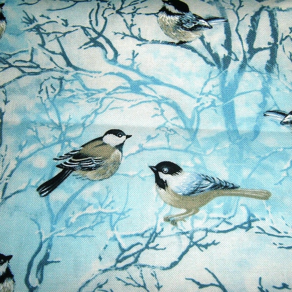 Vögel Meisen  Winter Meise Baum Timeless Treasure  Baumwolle Patchworkstoff 50x110 cm