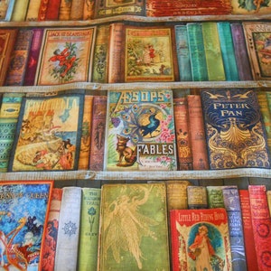 Books Bookshelf Library Library-of-Rarities Kaufman cotton patchwork fabric 50 x 110 cm