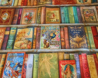 Books Bookshelf Library Library-of-Rarities Kaufman cotton patchwork fabric 50 x 110 cm