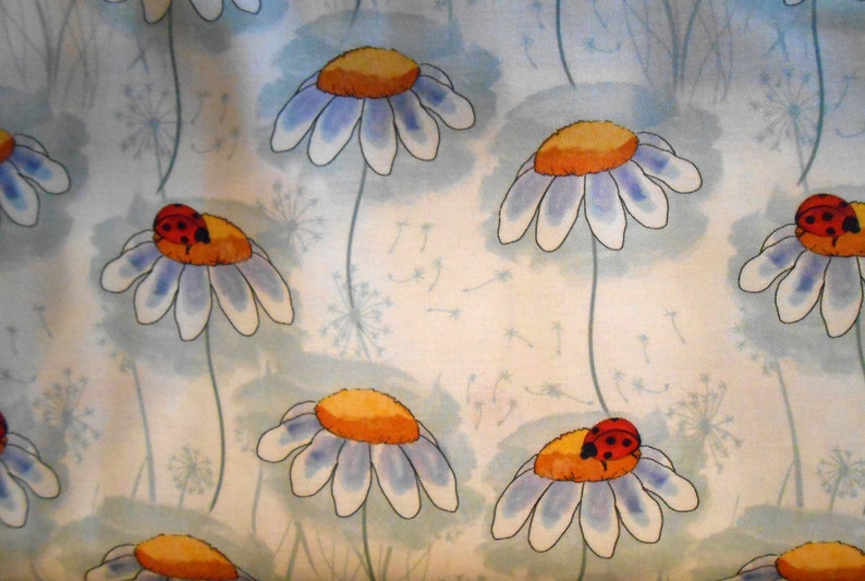 Marienkäfer Gänseblümchen Pusteblume British-Waterways by Sarah Payne 50x110 cm Baumwolle Patchworkstoff 100% Oekotex Bild 1