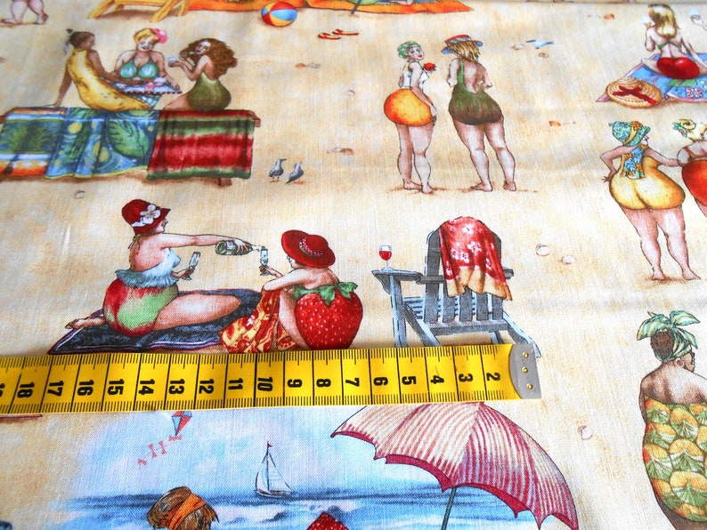 Fruit Ladies Elisabeth Studios 50 x 110 cm all-over beach sea swimwear cotton patchwork fabric image 4