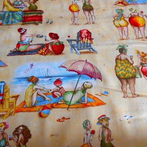 Fruit Ladies Elisabeth Studios 50x110 cm Allover Strand Meer Bademode Baumwolle Patchworkstoff Bild 1