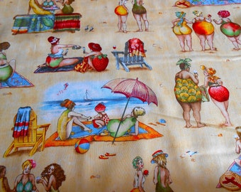 Fruit Ladies Elisabeth Studios 50 x 110 cm all-over beach sea swimwear cotton patchwork fabric