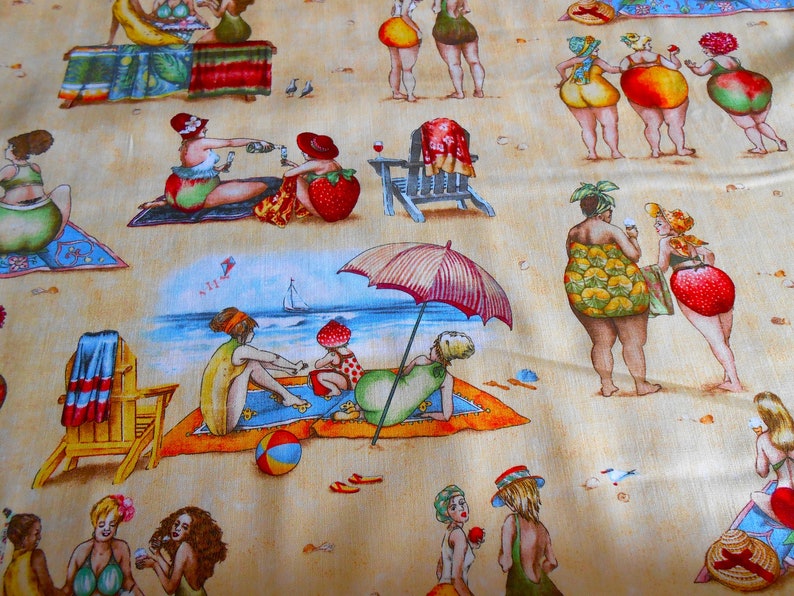 Fruit Ladies Elisabeth Studios 50 x 110 cm all-over beach sea swimwear cotton patchwork fabric image 1