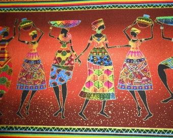 Africa African Woman "African Sunset" di Chong A Hwang Tessuto patchwork in cotone 50x110 senza tempo