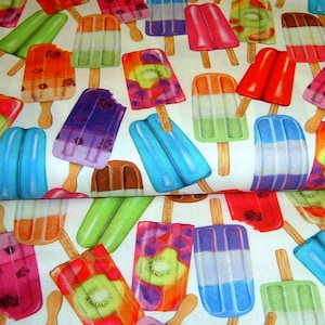 Eis am Stiel  Ice  sweet thooth weiß Kaufman Baumwolle Patchworkstoff  50x110 cm