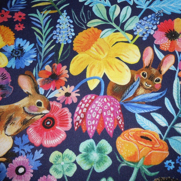 Lapins Hérisson des prés de fleurs Chère Stella v. Tissu patchwork Miriam Bos 50 x 110 cm