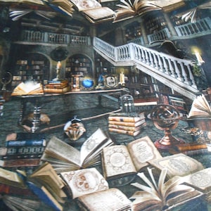 Libri Scaffale Biblioteca Biblioteca Globo Tessuto patchwork di cotone senza tempo 50 x 110 cm