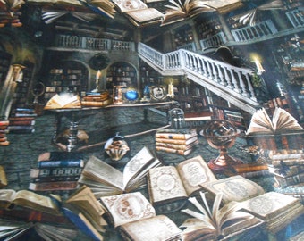 Books Bookshelf Library Library Globe Timeless Cotton Patchwork Fabric 50 x 110 cm