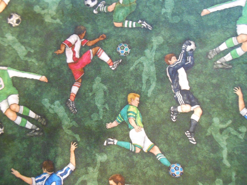 Football Soccer Player Goalkeeper Quilting Treasure Cotton Patchwork Fabric 50 x 110 cm image 1