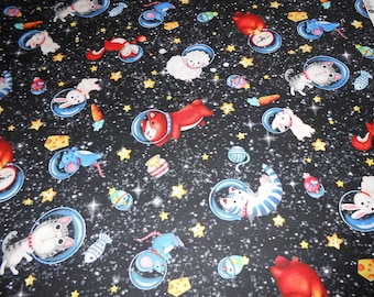 Animales en el Espacio Miller Hula Universe tela patchwork de algodón 50 x 110 cm