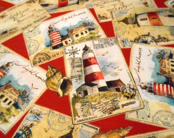 Lighthouse Island Lighthouses Ship ahoy cotton patchwork fabric 50 x 110 cm Miller