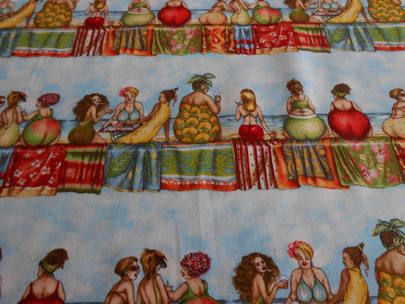 Fruit Ladies Elisabeth Studios 47 x 110 cm Rayas Mar Bañadores Algodón Patchwork Tela imagen 7