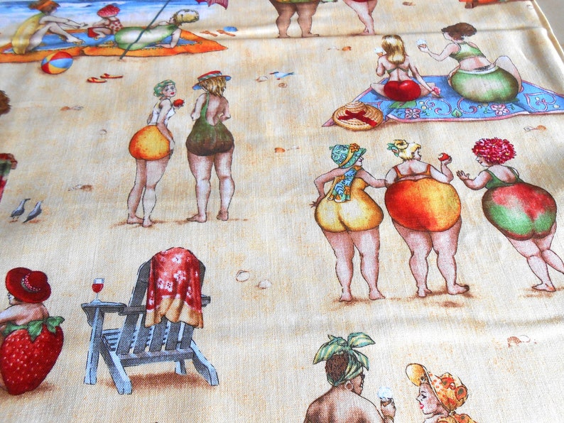 Fruit Ladies Elisabeth Studios 50 x 110 cm all-over beach sea swimwear cotton patchwork fabric image 7