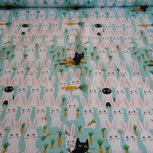 Conigli Carote Gatti Cara Stella 50 x 110 cm tessuto patchwork di cotone