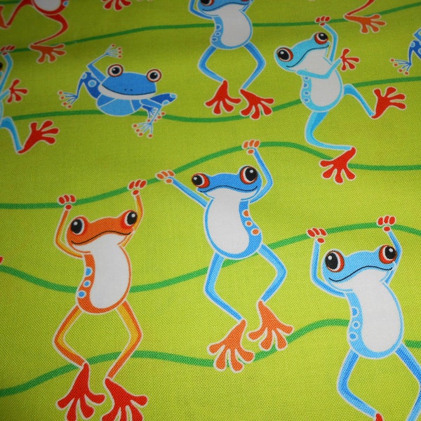 Frösche "Toadally cool" von Kanvas Baumwolle Patchworkstoff 50x110 cm