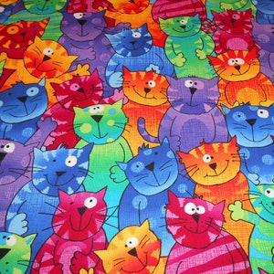 Katzen Cat groß bunt Timeless Baumwolle Patchworkstoff 50x110 cm