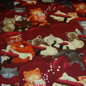 Cats in the Cinema Cat Timeless Cotton Patchwork Fabric 50 x 110 cm