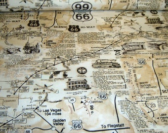 Route 66  Amerika USA Timeless Baumwolle Patchworkstoff 50x110 cm