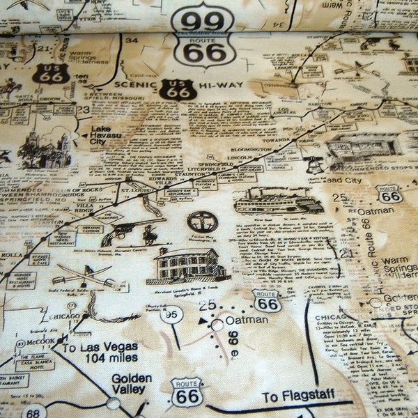 Route 66  Amerika USA Timeless Baumwolle Patchworkstoff 50x110 cm