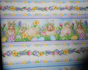 Hasen Blumen Ostereier Ostern Border Henry Glass Hoppy Hunting  50x110 cm  Patchworkstoff Baumwolle