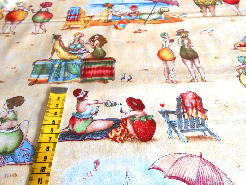 Fruit Ladies Elisabeth Studios 50x110 cm Allover Strand Meer Bademode Baumwolle Patchworkstoff Bild 5