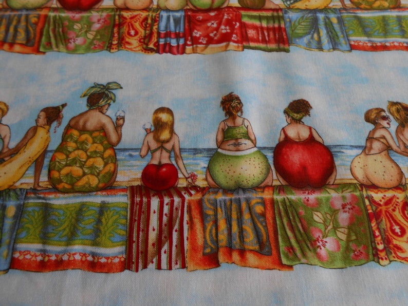 Fruit Ladies Elisabeth Studios 47 x 110 cm Rayas Mar Bañadores Algodón Patchwork Tela imagen 4