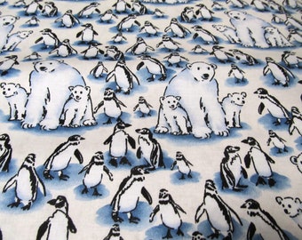 Pinguine und Eisbären Side by side Miller Baumwolle Patchworkstoff 50x110 cm