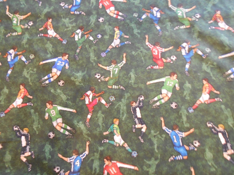 Football Soccer Player Goalkeeper Quilting Treasure Cotton Patchwork Fabric 50 x 110 cm image 2