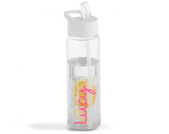 Personalised Water Bottle with straw - Love 740ml - island fruit Infuser sports drinks bottle ANY NAME