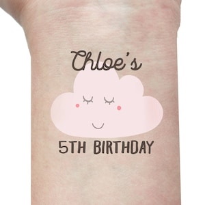 Set of PERSONALIZED Happy Cloud kids birthday party tattoos, kids fake tattoos, fake tattoos, temporary tattoos birthday party bag kids gift